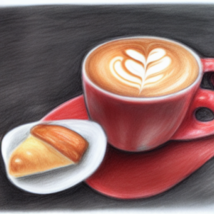 A delicious-looking cup of coffee and a pastry